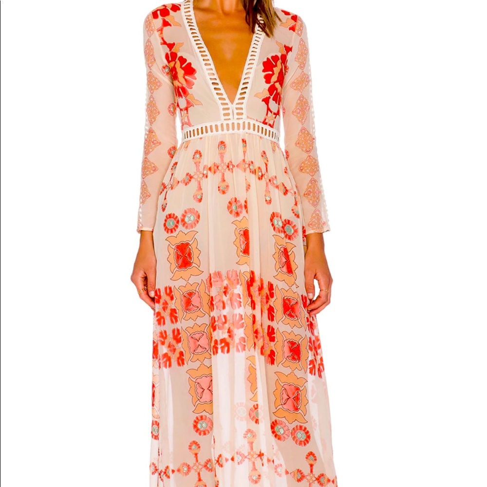 For Love & Lemons Barcelona Maxi Dress Creme